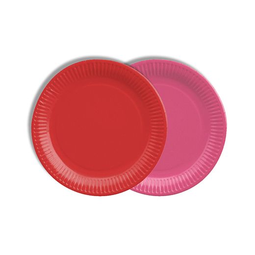 Pappteller rund Ø 18 cm farbig sortiert - rot/fuchsia - Bild 1
