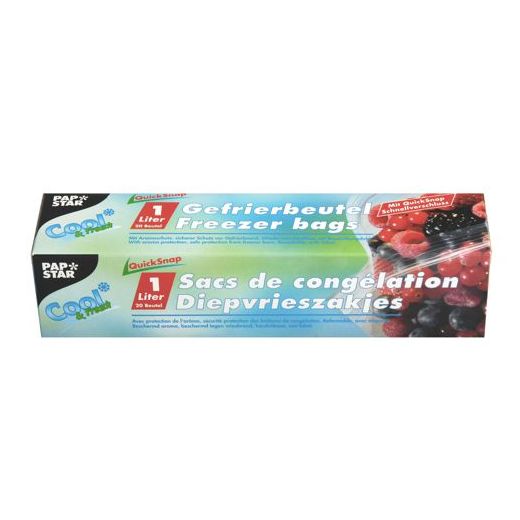 Gefrierbeutel mit Druckverschluss "QuickSnap" 1 l, 20 x 18 cm, transparent, in Faltschachtel 1