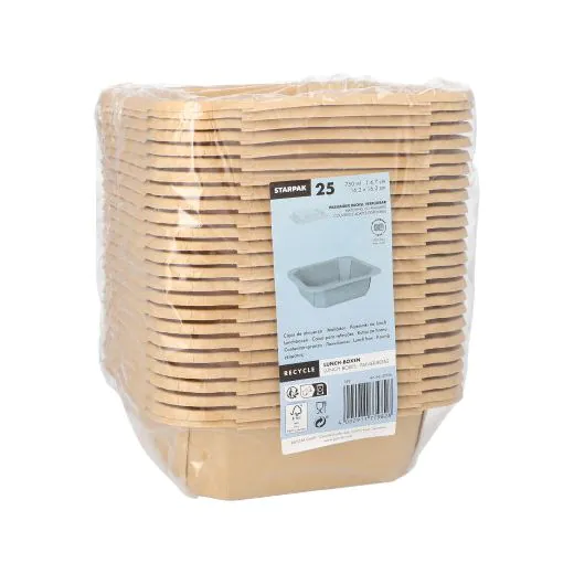 Lunchboxen aus Pappe, 750 ml, 16,2 x 16,2 cm x 4,7 cm braun - Bild 2
