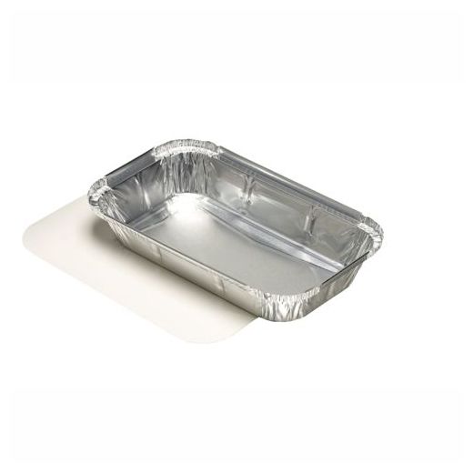 Aluschalen + Einlegedeckel, PP-beschichtet eckig 0,65 l 3,4 x 13 x 22 cm für Lasagne 1
