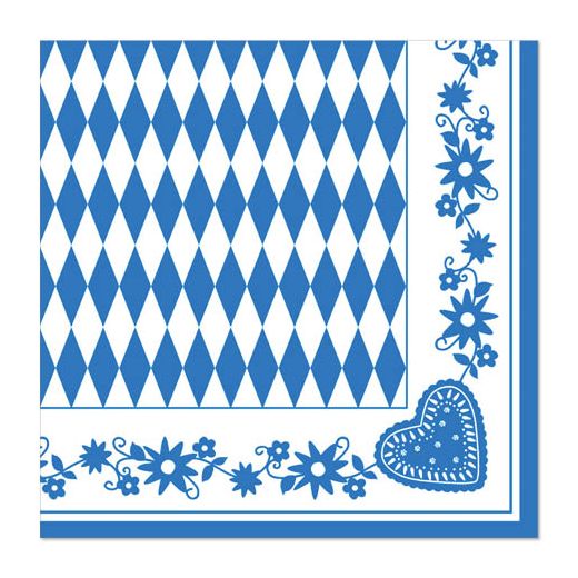 Motiv-Servietten, 1/4-Falz 40 x 40 cm "Bayrisch Blau" 1