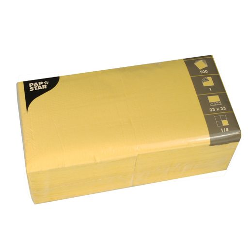 Servietten, gelb 1-lagig 1/4-Falz 33 x 33 cm 1