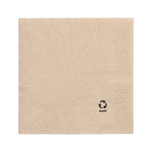 Servietten, 2-lagig 1/4-Falz 33 x 33 cm natur aus recyceltem Papier - Bild 1
