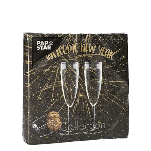 Servietten, 3-lagig 1/4-Falz 25 x 25 cm "Welcome New Year" - Bild 2