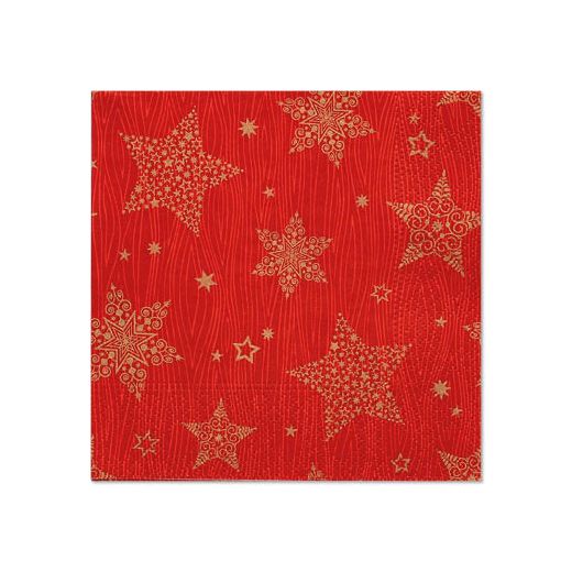 Servietten, 3-lagig 1/4-Falz 25 x 25 cm rot "Christmas Shine" 1