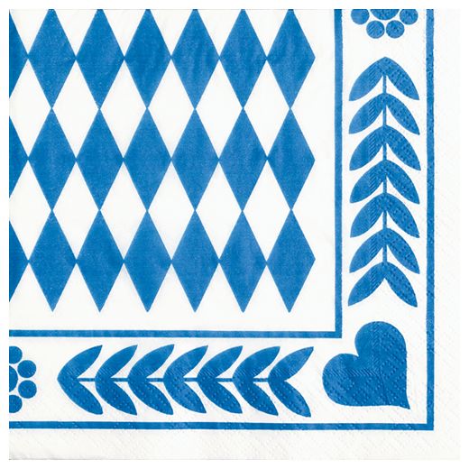 Servietten, 3-lagig 1/4-Falz 33 x 33 cm "Bayrisch Blau" 1