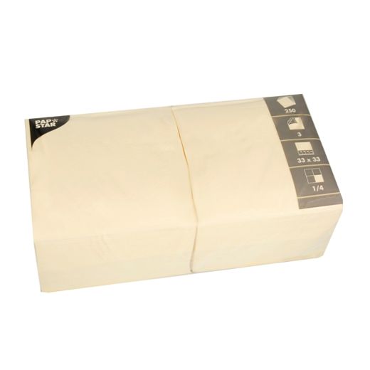 Servietten, creme 3-lagig 1/4-Falz 33 x 33 cm 1