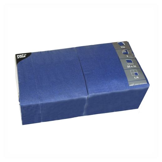 Servietten, dunkelblau 3-lagig 1/4-Falz 33 x 33 cm 1