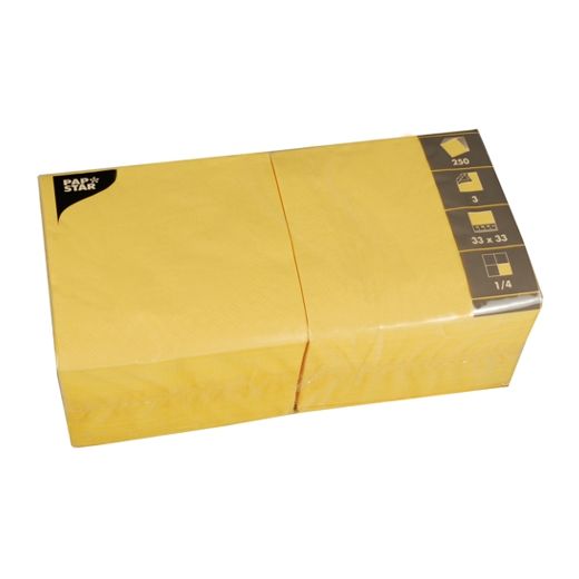 Servietten, gelb 3-lagig 1/4-Falz 33 x 33 cm 1
