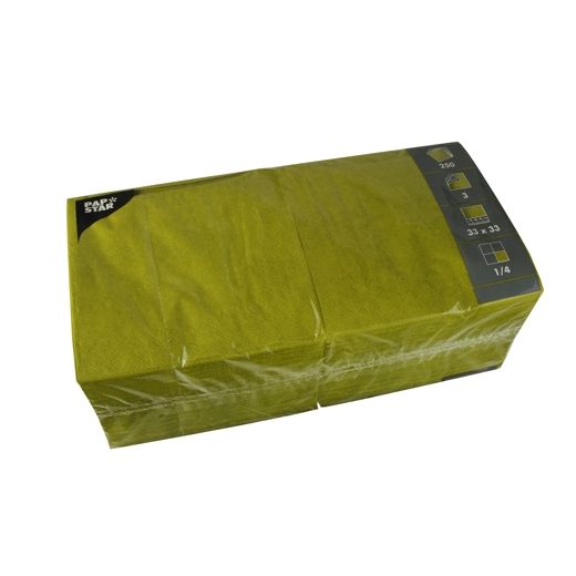 Servietten, olivgrün 3-lagig 1/4-Falz 33 x 33 cm 1