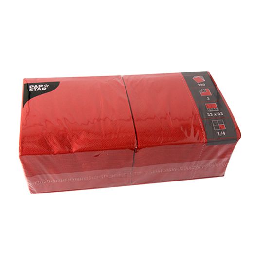 Servietten, rot 3-lagig 1/4-Falz 33 x 33 cm 1