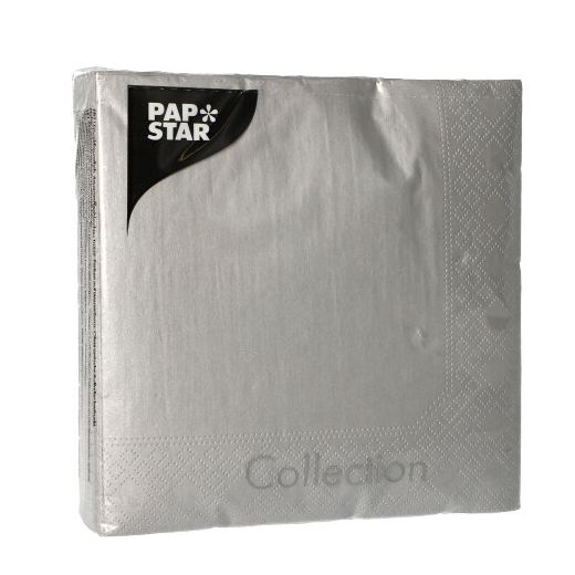 Servietten, 3-lagig 1/4-Falz 33 cm x 33 cm silber 1