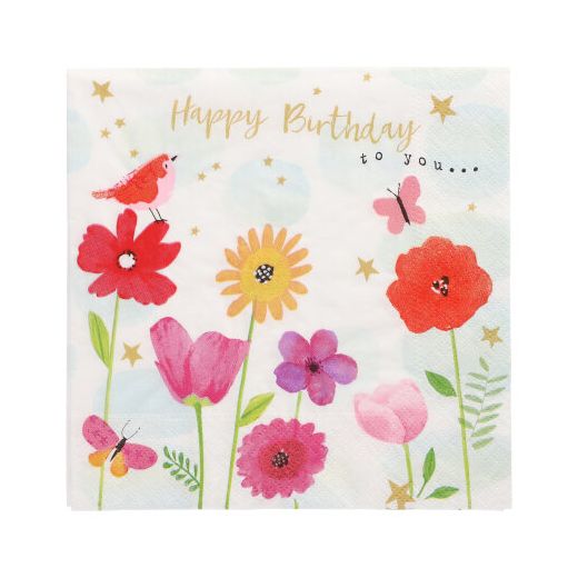 Servietten, 3-lagig 1/4-Falz 33 x 33 cm "Birthday Flowers" 1