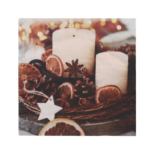 Servietten, 3-lagig 1/4-Falz 33 x 33 cm "Candles and Pine Cones" - Bild 1 Servietten, 3-lagig 1/4-Falz 33 x 33 cm "Candles and Pine Cones" - Bild 1