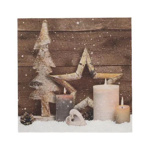 Servietten, 3-lagig 1/4-Falz 33 x 33 cm "Candles and Stars" - Bild 1 Servietten, 3-lagig 1/4-Falz 33 x 33 cm "Candles and Stars" - Bild 1