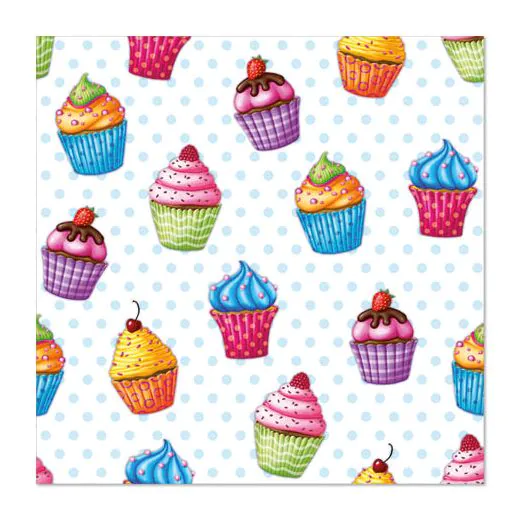 Servietten, 3-lagig 1/4-Falz 33 x 33 cm "Cupcakes" - Bild 1