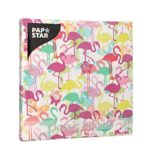 Servietten, 3-lagig 1/4-Falz 33 x 33 cm "Flamingoparty" - Bild 2