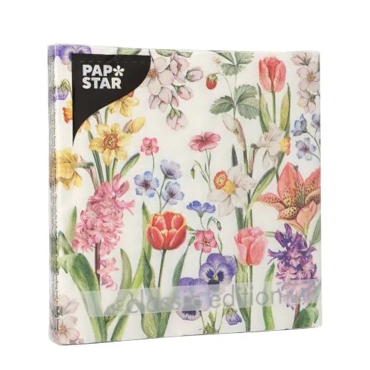 Servietten, 3-lagig 1/4-Falz 33 x 33 cm "Flower Meadow" - Bild 2