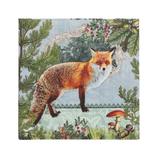 Servietten, 3-lagig 1/4-Falz 33 x 33 cm "Fox Portrait" - Bild 1