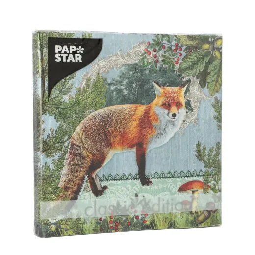 Servietten, 3-lagig 1/4-Falz 33 x 33 cm "Fox Portrait" - Bild 2