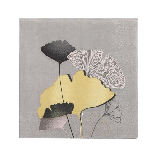 Servietten, 3-lagig 1/4-Falz 33 x 33 cm "Golden Ginko" 1