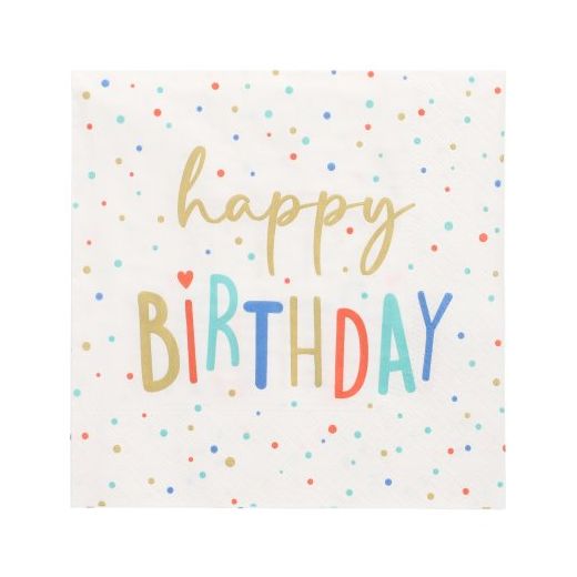 Servietten, 3-lagig 1/4-Falz 33 x 33 cm "Happy Birthday" - Bild 1