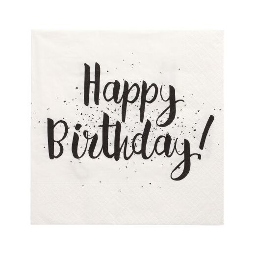 Servietten, 3-lagig 1/4-Falz 33 x 33 cm "Happy Birthday" 1