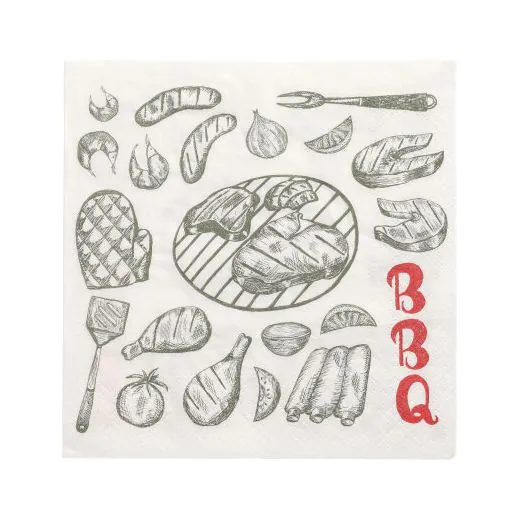 Servietten, 3-lagig 1/4-Falz 33 x 33 cm "I love BBQ" - Bild 1 Servietten, 3-lagig 1/4-Falz 33 x 33 cm "I love BBQ" - Bild 1