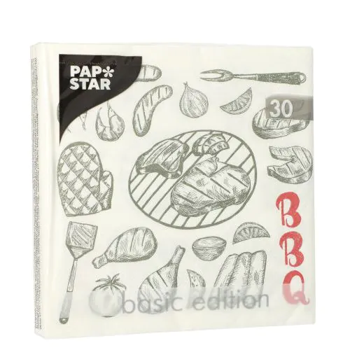Servietten, 3-lagig 1/4-Falz 33 x 33 cm "I love BBQ" - Bild 2