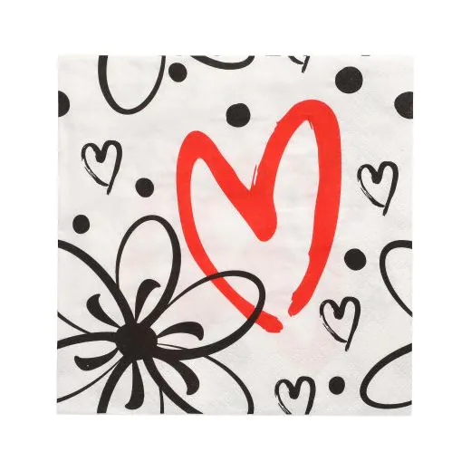 Servietten, 3-lagig 1/4-Falz 33 x 33 cm "Red Heart" - Bild 1 Servietten, 3-lagig 1/4-Falz 33 x 33 cm "Red Heart" - Bild 1