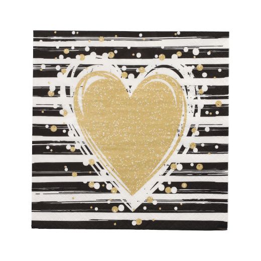 Servietten, 3-lagig 1/4-Falz 33 x 33 cm "Sparkling Heart" 1