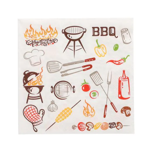 Servietten, 3-lagig 1/4-Falz 33 x 33 cm "Time for BBQ" - Bild 1 Servietten, 3-lagig 1/4-Falz 33 x 33 cm "Time for BBQ" - Bild 1