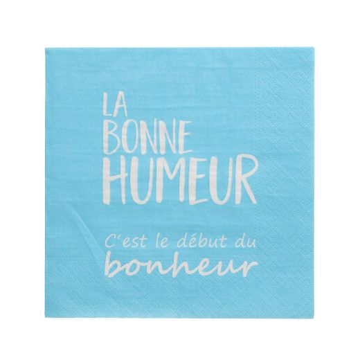 Servietten, 3-lagig 1/4-Falz 33 x 33 cm blau "La Bonne Humeur" 1