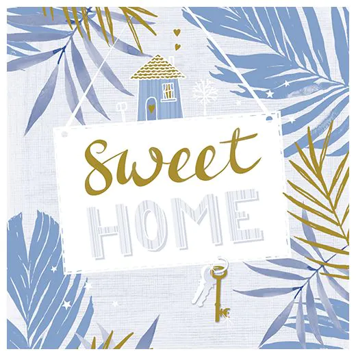 Servietten, 3-lagig 1/4-Falz 33 x 33 cm blau "Sweet Home" - Bild 1 Servietten, 3-lagig 1/4-Falz 33 x 33 cm blau "Sweet Home" - Bild 1