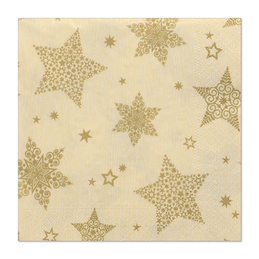 Servietten, 3-lagig 1/4-Falz 33 x 33 cm creme "Christmas Shine" 1