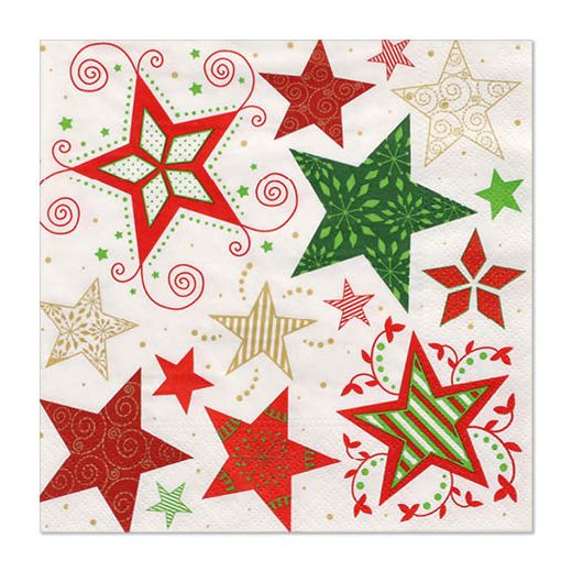 Servietten, 3-lagig 1/4-Falz 33 x 33 cm creme "Heavenly Stars" 1