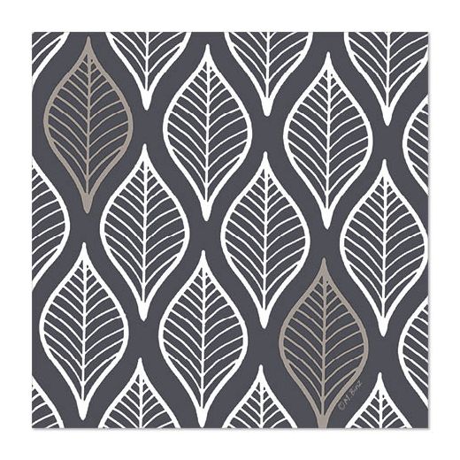 Servietten, dunkelgrau, 3-lagig, 1/4-Falz, 33 x 33 cm, "Leafy" - Bild 1 Servietten, dunkelgrau, 3-lagig, 1/4-Falz, 33 x 33 cm, "Leafy" - Bild 1
