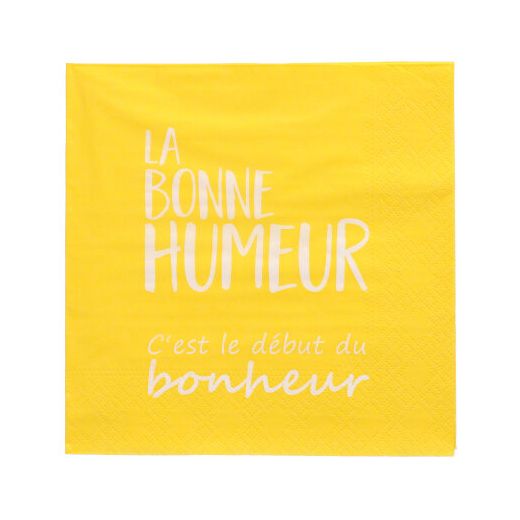 Servietten, 3-lagig 1/4-Falz 33 x 33 cm gelb "La Bonne Humeur" 1
