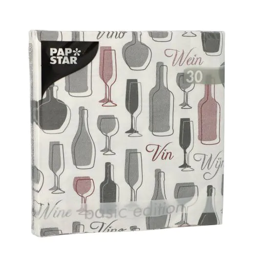 Servietten, 3-lagig 1/4-Falz 33 x 33 cm grau "Wine" - Bild 2