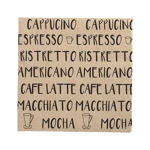 Servietten, 3-lagig 1/4-Falz 33 x 33 cm natur "Coffee Specialities" aus recyceltem Papier - Bild 1 Servietten, 3-lagig 1/4-Falz 33 x 33 cm natur "Coffee Specialities" aus recyceltem Papier - Bild 1