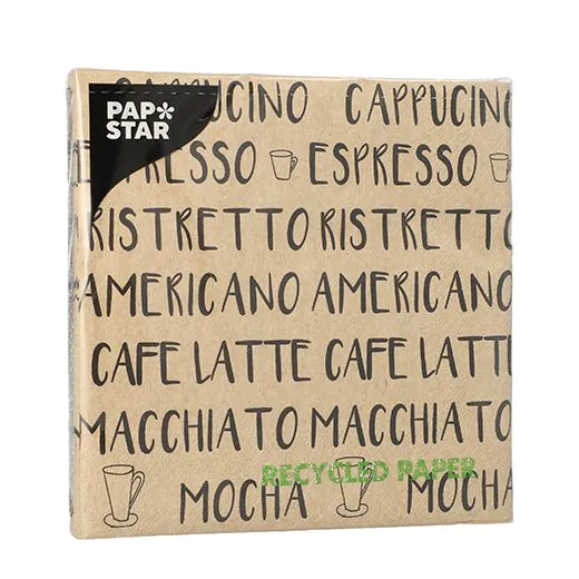 Servietten, 3-lagig 1/4-Falz 33 x 33 cm natur "Coffee Specialities" aus recyceltem Papier - Bild 2