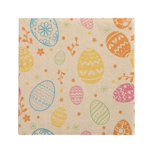 Servietten, 3-lagig 1/4-Falz 33 x 33 cm natur "Eggs" aus recyceltem Papier 1