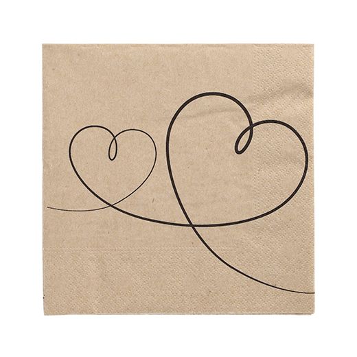 Servietten, 3-lagig 1/4-Falz 33 x 33 cm natur "Love" aus recyceltem Papier - Bild 1 Servietten, 3-lagig 1/4-Falz 33 x 33 cm natur "Love" aus recyceltem Papier - Bild 1