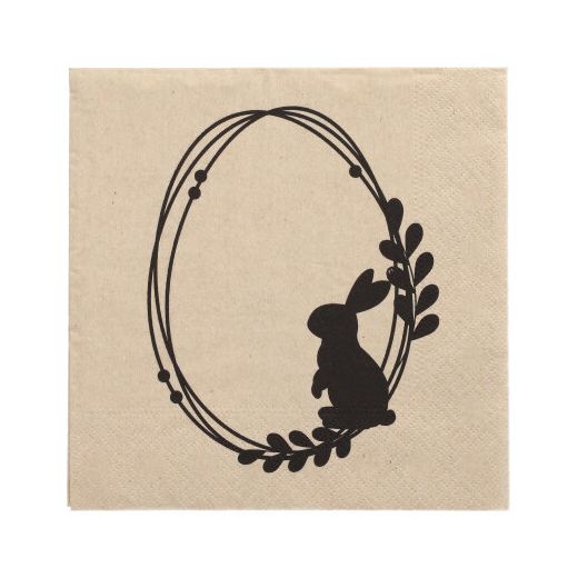 Servietten, 3-lagig 1/4-Falz 33 x 33 cm natur "Rabbit Wreath" aus recyceltem Papier 1