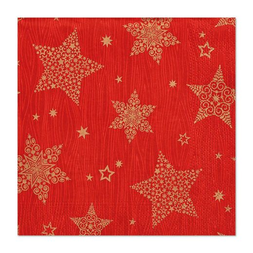 Servietten, 3-lagig 1/4-Falz 33 x 33 cm rot "Christmas Shine" 1