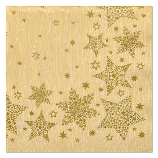 Servietten, 3-lagig 1/4-Falz 40 x 40 cm creme "Christmas Shine" 1