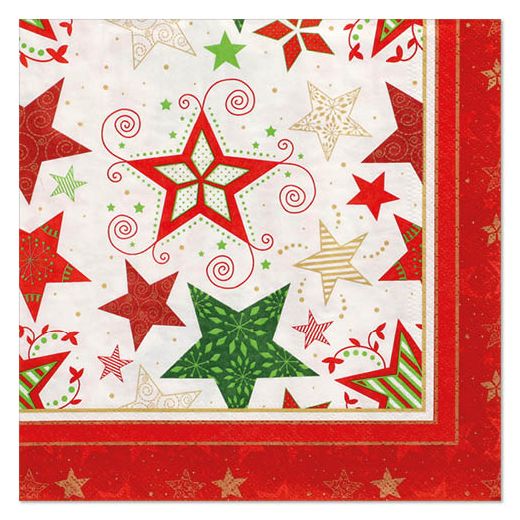 Servietten, 3-lagig 1/4-Falz 40 x 40 cm creme "Heavenly Stars" 1