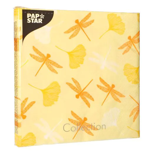 Servietten, 3-lagig 1/4-Falz 40 x 40 cm gelb "Ginko" - Bild 2