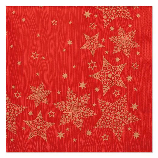 Servietten, 3-lagig 1/4-Falz 40 x 40 cm rot "Christmas Shine" 1