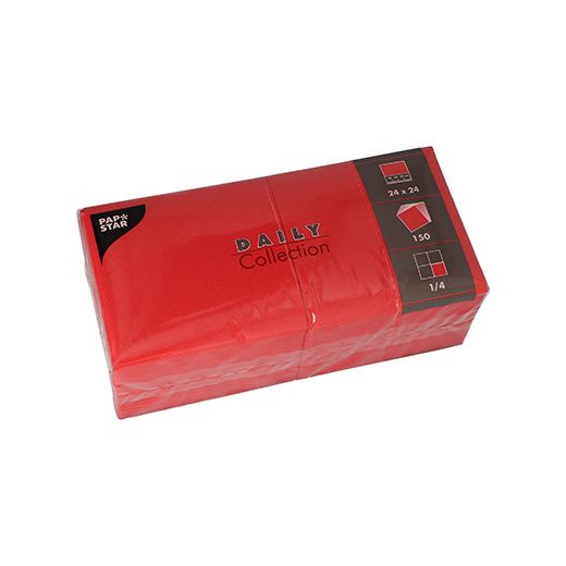 Servietten "DAILY Collection" 1/4-Falz 24 x 24 cm rot - Bild 1